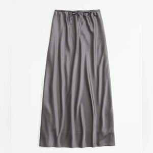 Mid Rise Satin Maxi Skirt A&F - Dark Grey